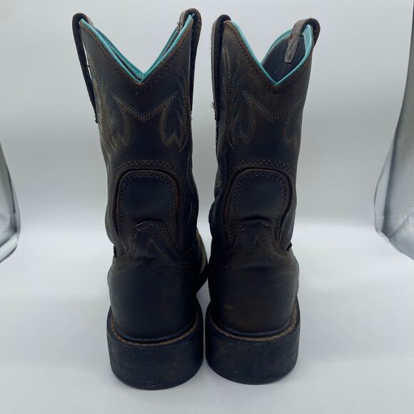 Ariat Krista Brown Leather Calf Height Boots Cowboy Steel Toe Women's size 7.5 - Picture 6 of 12